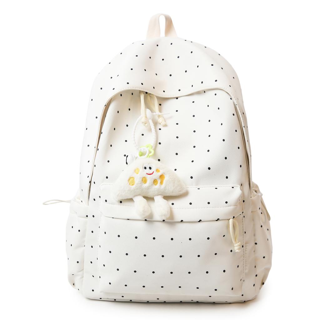 Schoolbag Japanese Ins New Fresh, Sweet and Cute Polka Dot Backpack for Junior High School Students, Lightweight and Versatile Backpack