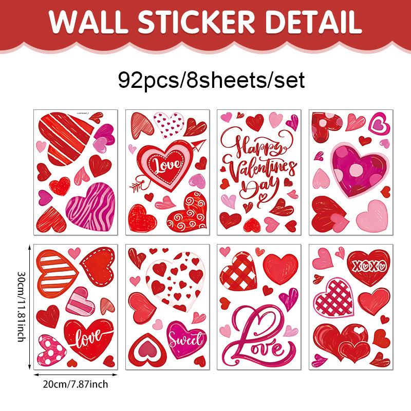 Heart Shaped Wall Window Stickers Valentine'S Day Festive Party Atmosphere Decorations For Home Party Shop Restaurant