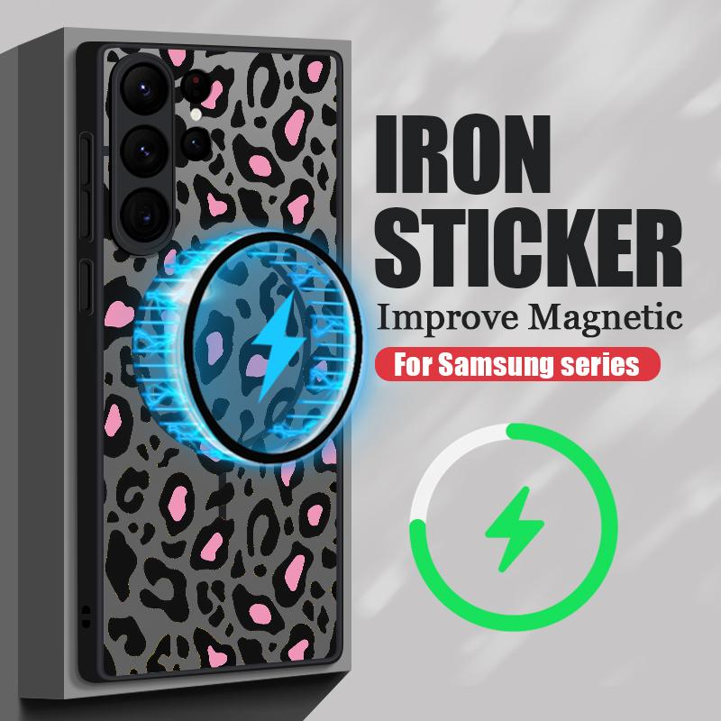 Magnetic Luxury Leopard Print Case For Samsung Galaxy S25 S24 S23 Ultra S22 Plus S21 S20 S24 FE For Magsafe Matte PC Phone Cover