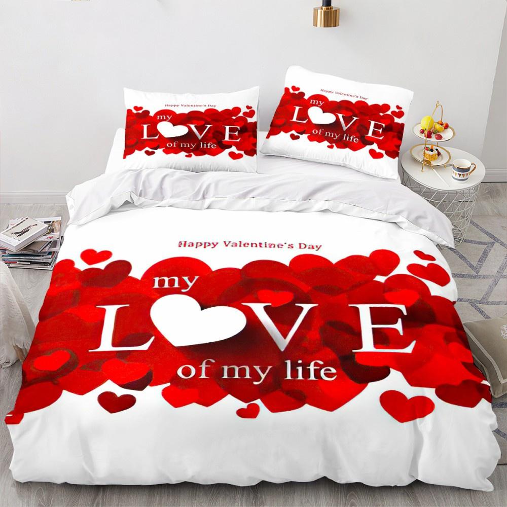 Valentine's Day Luxury Love Heart Duvet Cover - Romantic Theme for Couples, Queen Size, Ideal Women's Gift