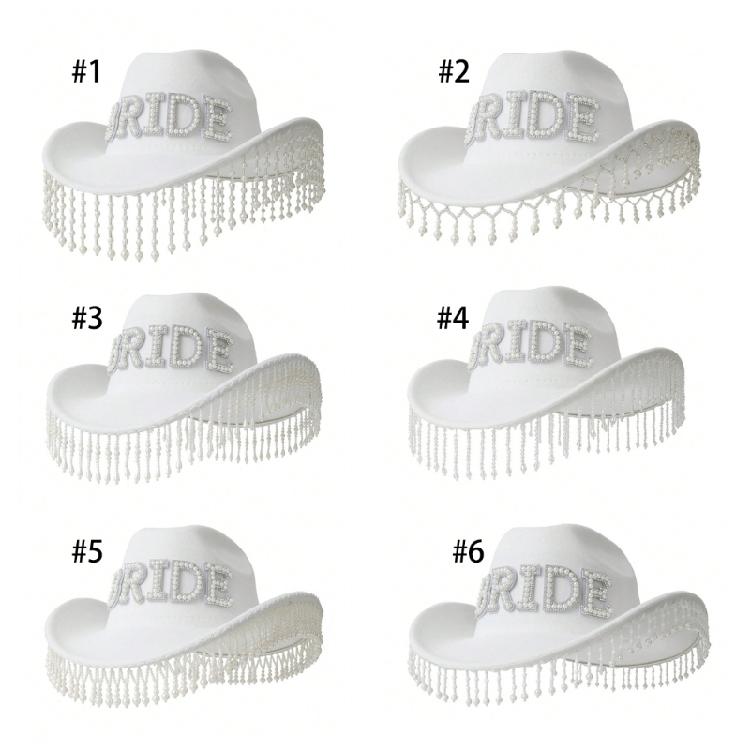 Bride To Be Fringed Hat for Women Cosplay Costume Cowboy Hat Bachelorette Party Headwear Wedding Celebration Headpiece