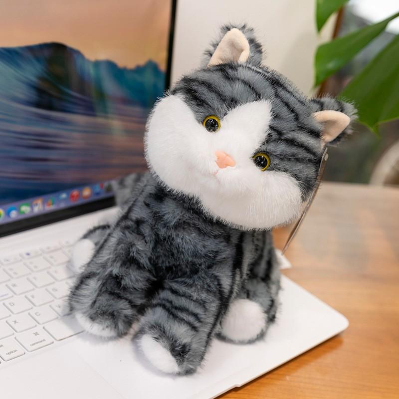 Soft Plush Cat Toy Kids Adults - Cuddly Striped Kitten Pillow PP Cotton Filled 22cm Or 28cm Ideal Sleep Companion Home