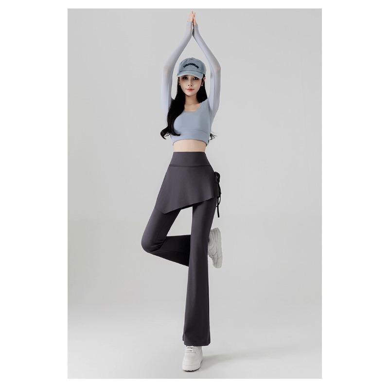 Women S Flared Pants Fake Two Piece Yoga Fitness High Waist Slim Leggings
