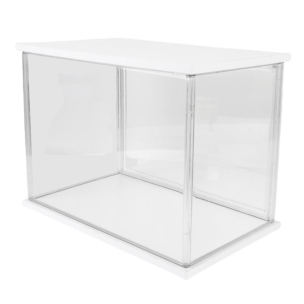 Clear   Display Case Plastic Display Box for Collectibles Doll Home Storage Organizing Toys Wood Base 14.3x8.7 .7in