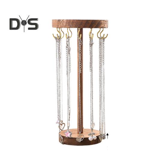 Stojan na náhrdelníky Organizér na šperky s háčky Dřevěná základna Organizér na čelenky Stojan pro vystavení pro dívky Náhrdelníky Náramky