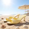 Echt Leder Franse Slimme Hak Slippers voor Dames Zomer Sandalen Dames Zoete Ronde Neus Slipper Dames Schoenen