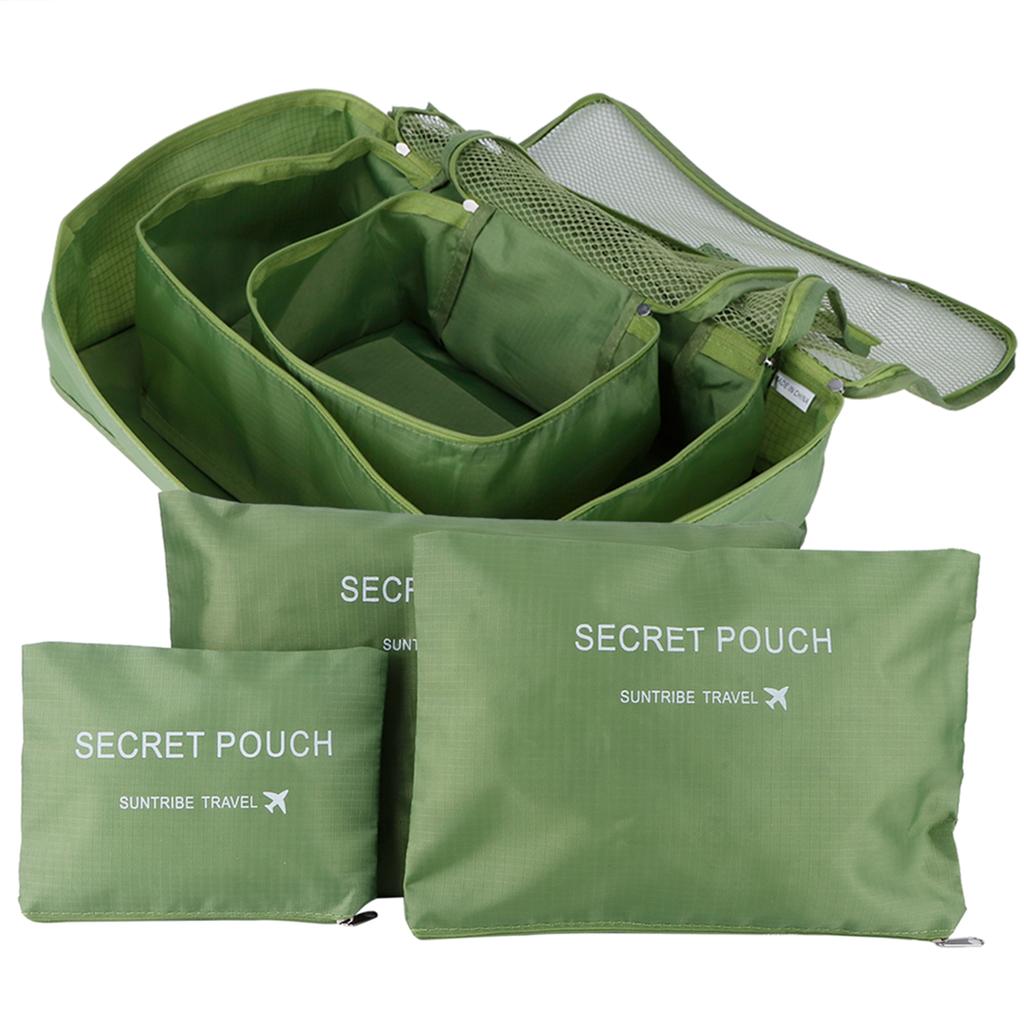 6Pcs/Set Storage Bag Clothing Sorting Bag Luggage Suitcase Packing Organizer for TravellingGreen