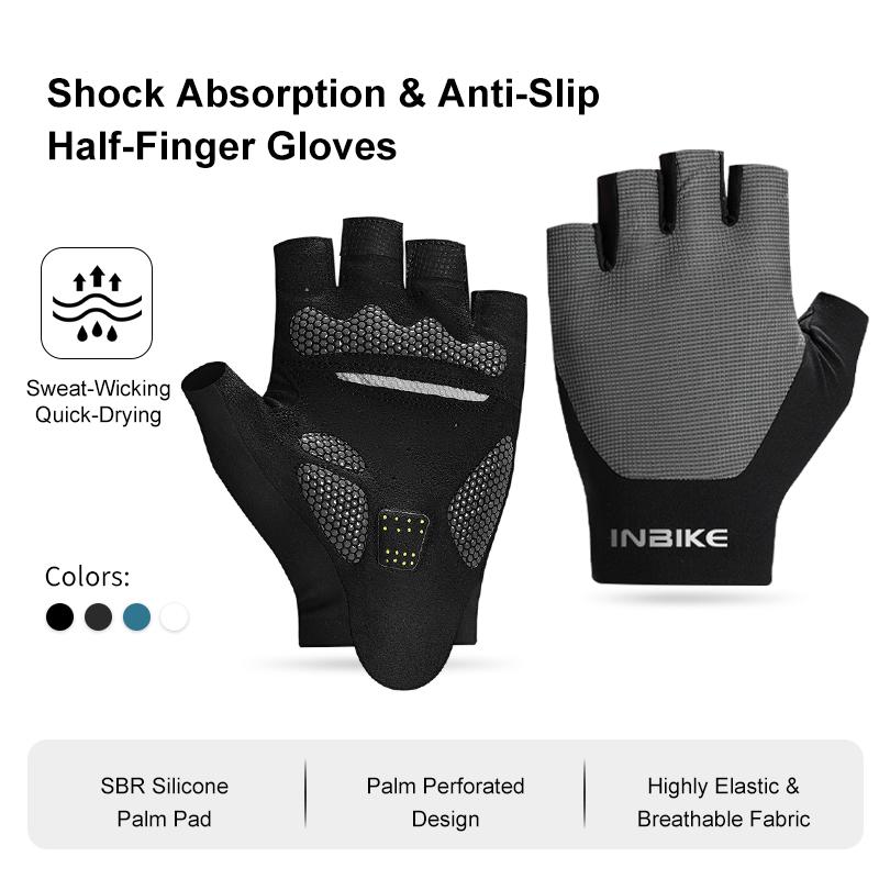INBIKE Fahrradhandschuhe Sommer MTB Fahrradhandschuhe für Herren Radhandschuhe Gelgepolsterte Halbfinger Rennrad Fahrradhandschuhe Zubehör