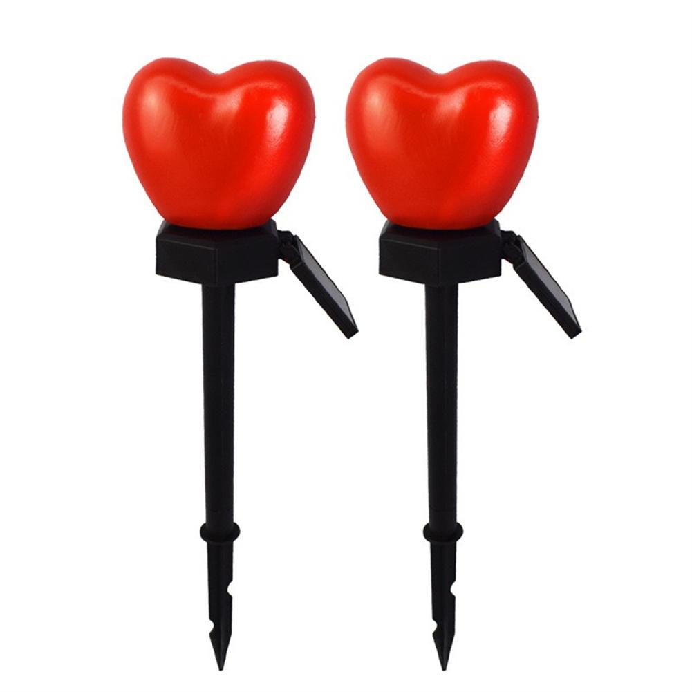 2pcs Solar Garden Landscape Light Waterproof Led Heart-shaped Romantic Outdoor Lamp For Valentines Day Decoration