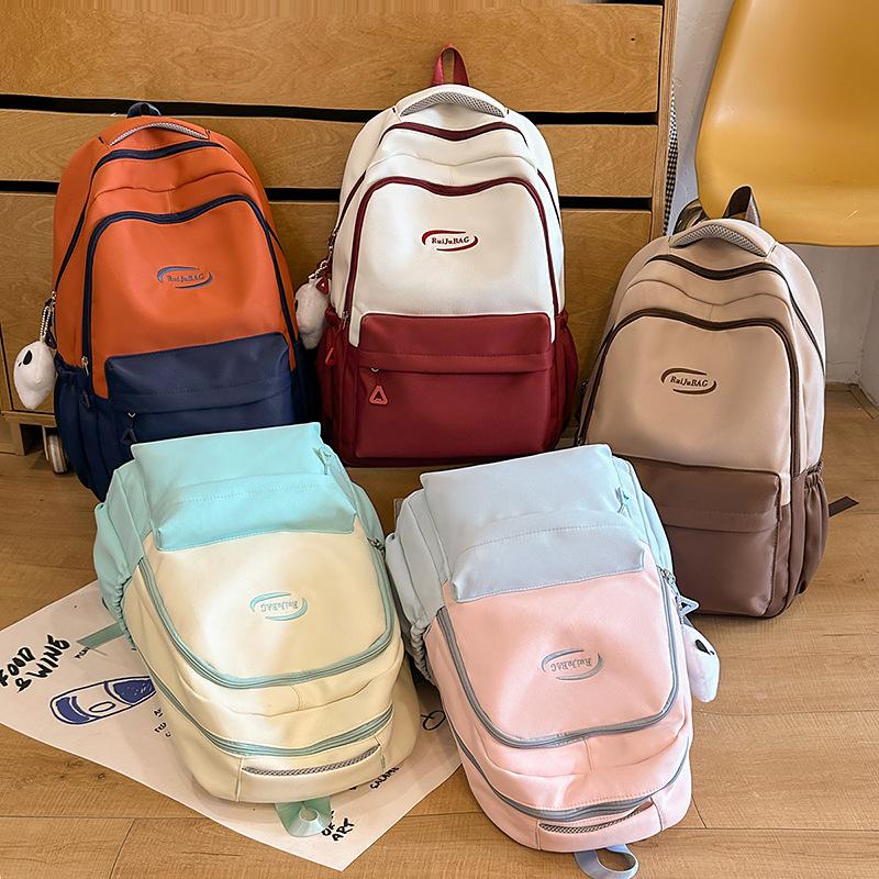Schoolbag high value large capacity backpack female universal student schoolbag waterproof wear-resistant pain bag light fashion backpack wholesale