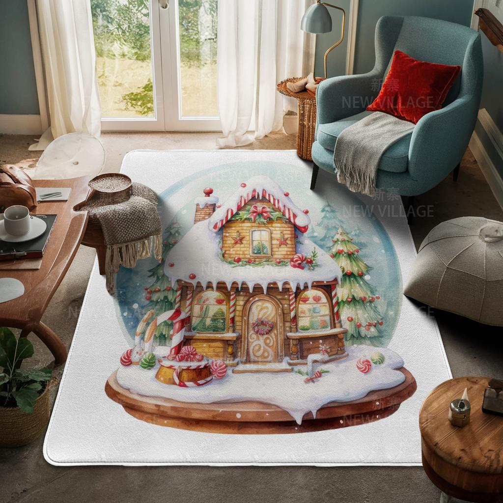 House Entrance Carpet Home Door Mat Living Room Bath Foot Bathroom Non-slip Water Absorption Rugs Bath Merry Christmas Winter