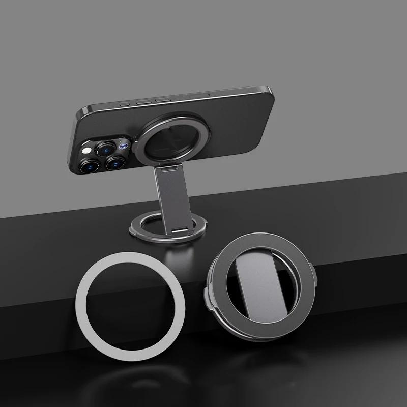 Mobile Phone Holders Magsafe Magnetic Metal Strong Suction Rotating Double Sided Sdsorption Portable Universal Desktop Stands