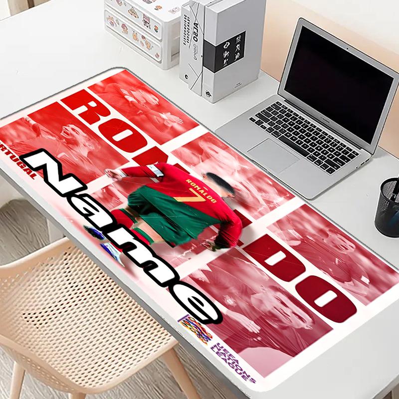 Custom Name Personalized Cristiano Ronaldo Pattern Mousepad, Laptop PC Desk Mat, Decorative Desk Mat for Home Keyboard Pad Gift