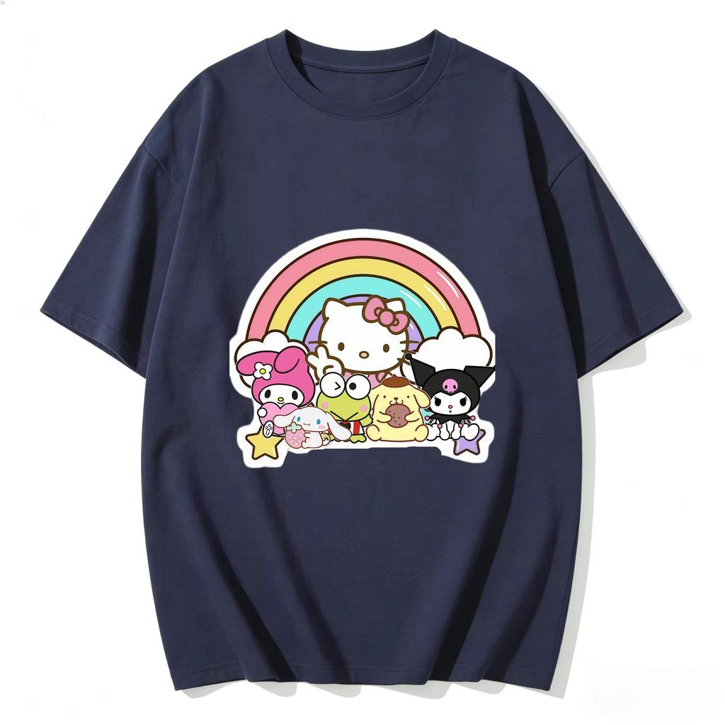 2026 HelloKitty Tee Soft Cotton Short Sleeve Crew Neck Cute Print Lightweight Summer Top for Women Daily Casual Wear
