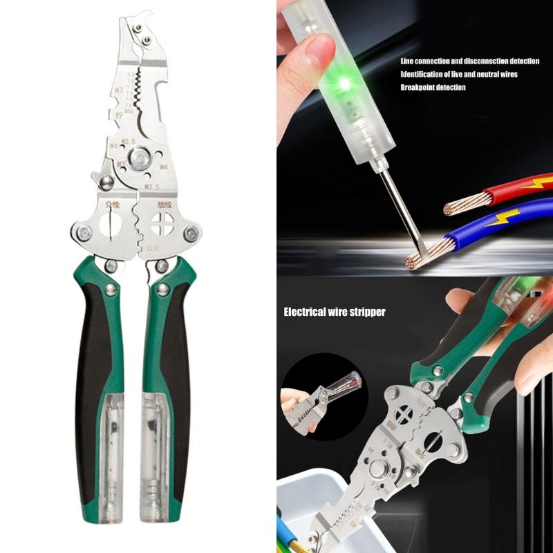 Wire Stripping Plier with Electricity Measurement Electrician Plier 11 In 1 Multifunctional Wire Stripping Plier