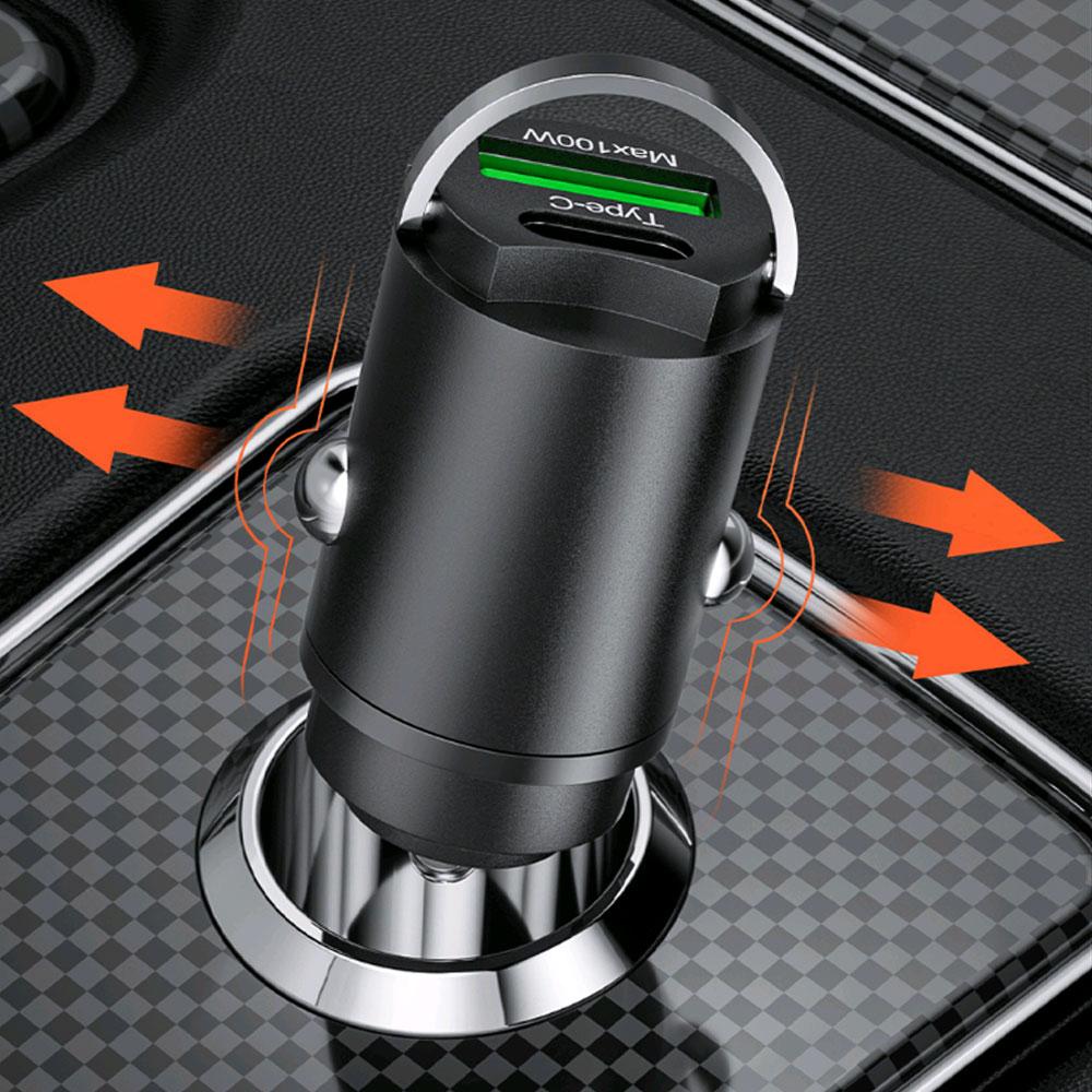 1Pc Car Mini 100W USB Car Charger Type Auto Chargers Fast Charging Car Phone Charger Adapter Universal Auto Interior Accessories