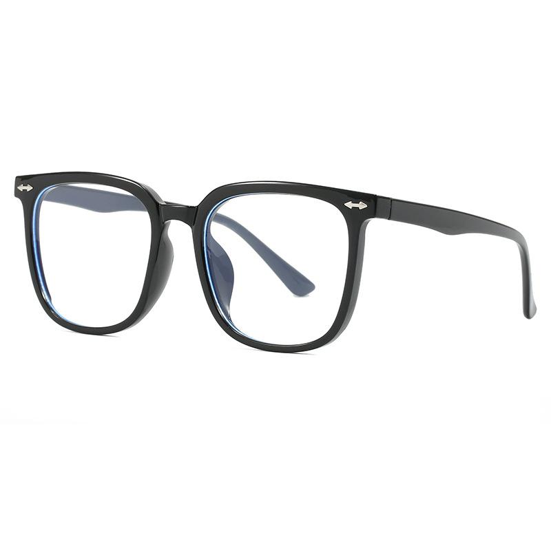 Fashion Black Frame Anti-blue Glasses Men's Ultra-light Square Big Face Thin Trend Plain Light Glasses Frame Trendy Women