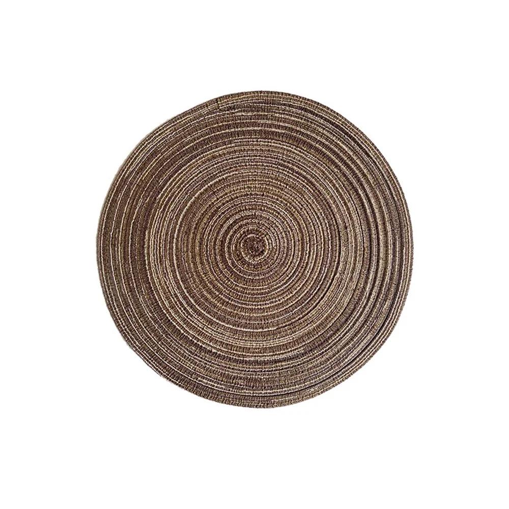 Kitchen Round Table Mat Woven Ramie Placemats Anti Slip Dining Table Mats Non-Slip Tableware Bowl Pads Drink Cup Coasters