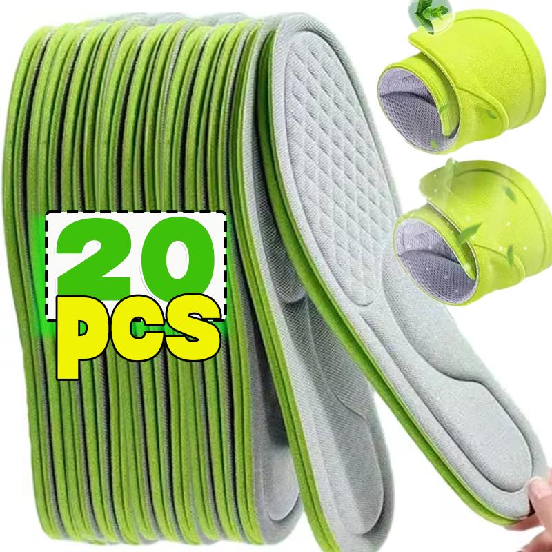 20 Pezzi Solette Ortopediche Deodoranti in Morbida Schiuma a Memoria Verdi per Scarpe Sportive Assorbono Traspiranti Antibatteriche Accessorio per Scarpe