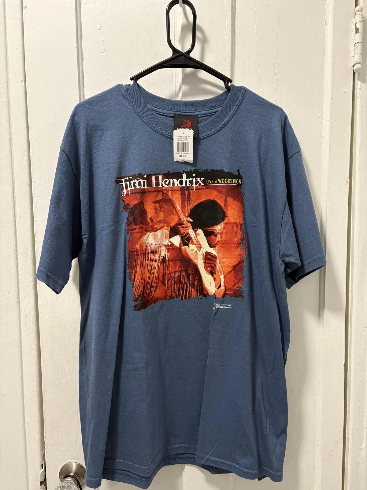 Vintage Jimi Hendrix Live At Woodstock Shirt Mens Large Blue Tee Zion Rootswear L