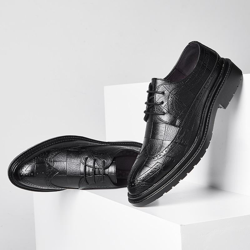 Chaussures Homme Printemps Et Été Brock Sculpté Chaussures Homme Business Cuir Pointues À Lacets Chaussures Habillées En Cuir 9701-X