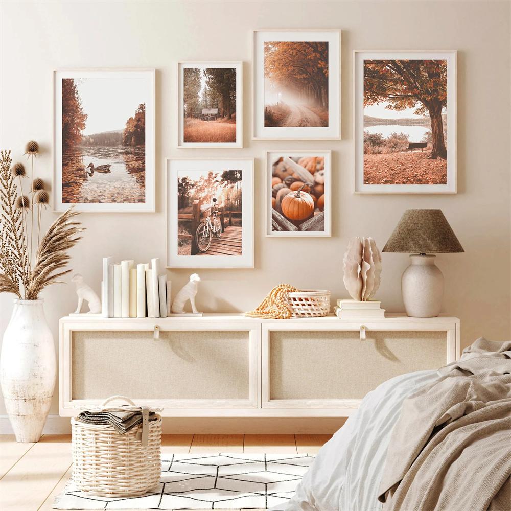 Fall Print Wall Art Autumn Gallery Wall Set Nature Poster Landscape Art Pumpkin Poster Thanksgiving Decor Autumn Wall Art