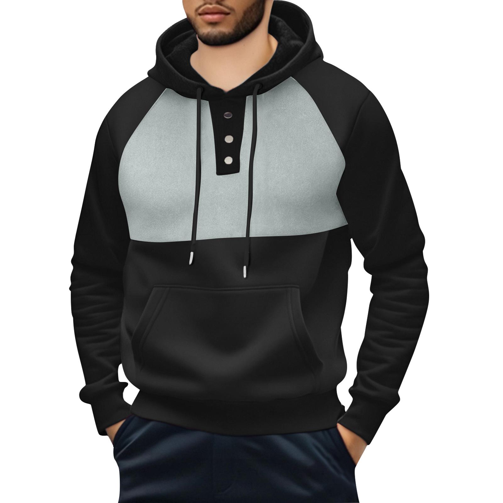 

Men s Hooded Sweatshirt, Contrasting Color Sweatshirt, Sports Casual Jacket M чёрный