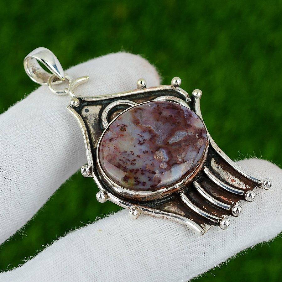 Natural Rainbow Jasper Gemstone Pendant 925 Sterling Silver Jewelry For Women