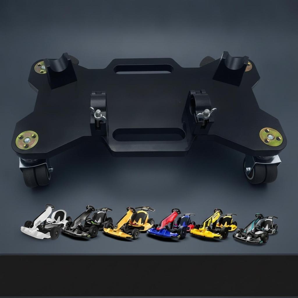 Tug Towing Rack Low-Height Kart Stand Featuring Caster Wheels Upright