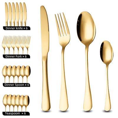 Juego de Vajilla de 16 Piezas Dorado Acero Inoxidable Juego de Cubiertos Tenedor Cuchillo Cuchara Cubiertos Vajilla Juego de Cubiertos de Cocina