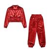 Girls Hip-Hop Jazz Street Dance Party Set Modern Stage Performance Set Jacket Outwear Coats with Long Pansts 2pcs Dancewear