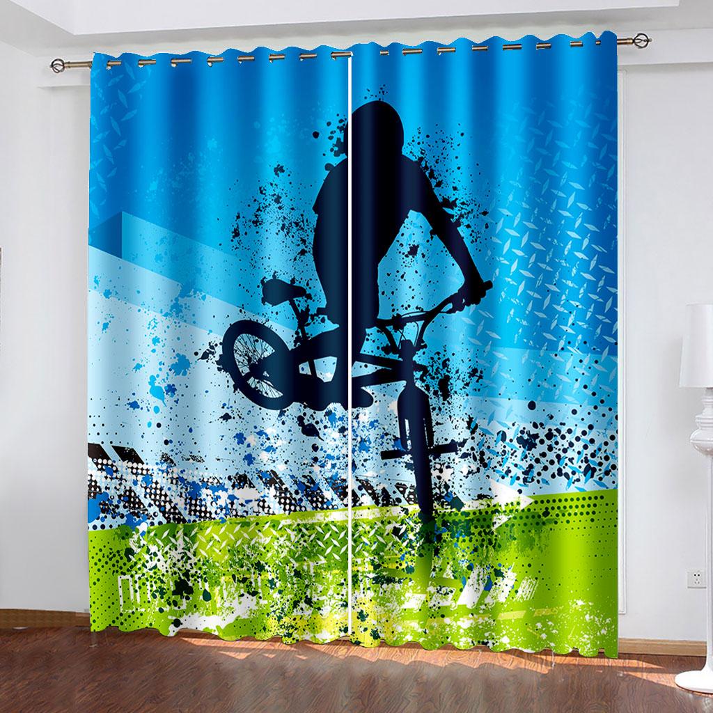 

Расписанные вручную шторы из тканого материала с принтом мотоцикла, две независимые шторы слева и справа, светонепроницаемые шторы для спален 132cmx160cm