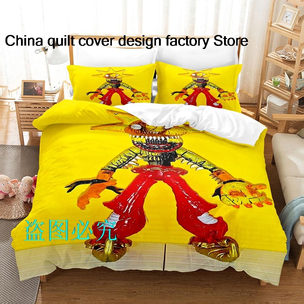 Sundrop FNAF Beding Set Single Twin Ful Quen King-Sized Dimensionsd Dimensions Bed Linen Set Adult People Bedrom Duvetcover Sets Anime Sundrop FNAF