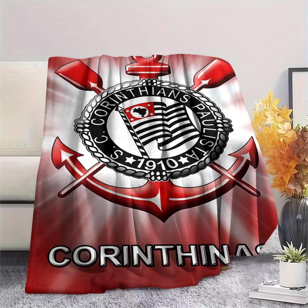 1 pièce Couverture en Flanelle Imprimée SC Corinthians Paulista Haute Qualité Chaude Confortable Couverture pour Toutes les Saisons Parfaite pour les Cadeaux Décoration de la Maison