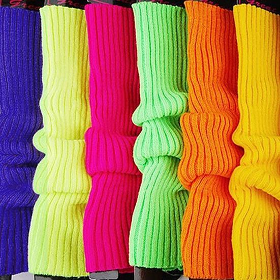 1Pair Women Winter Warm Vertical Stripes Solid Candy Colors Leg Warmers Knitting Socks for Home