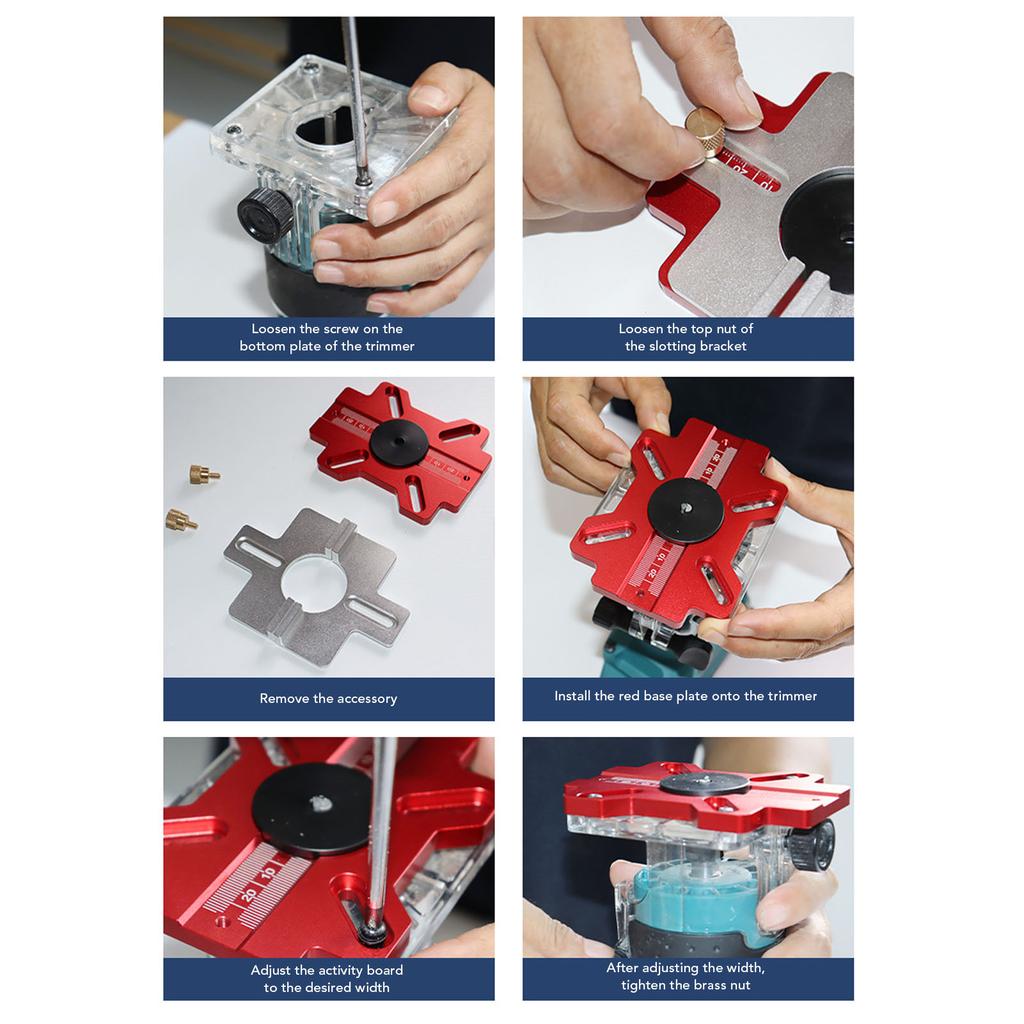 Wood Trimmer Router Base Aluminum Alloy Compact Router Base and Slotting Bracket for 69mm Inner Diameter Routers