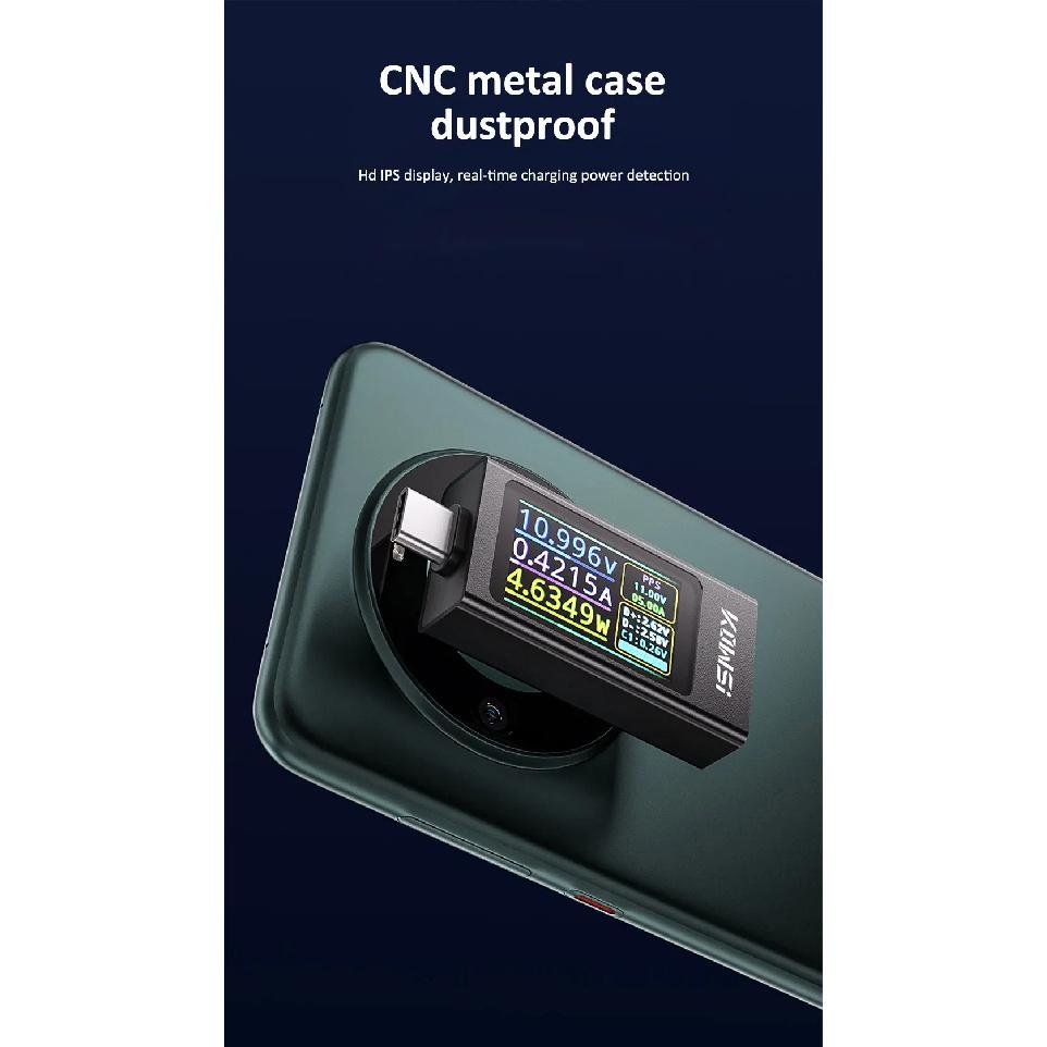 KWS-X1 Type-C Current and Voltage Monitor DC 4-30V 0-12A Power Meter Tester PD Battery Capacity Digital LCD Display Meter