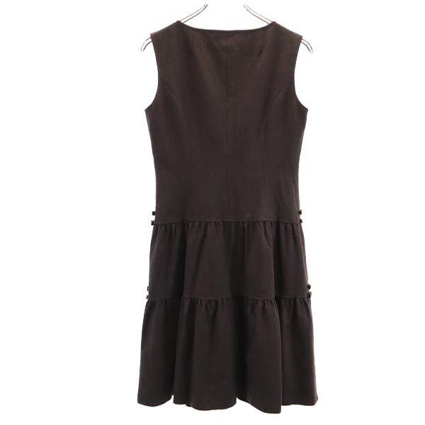 Rene Made in Japan Wool Blend No sleeve one piece 36 Brown Front zip Women Used