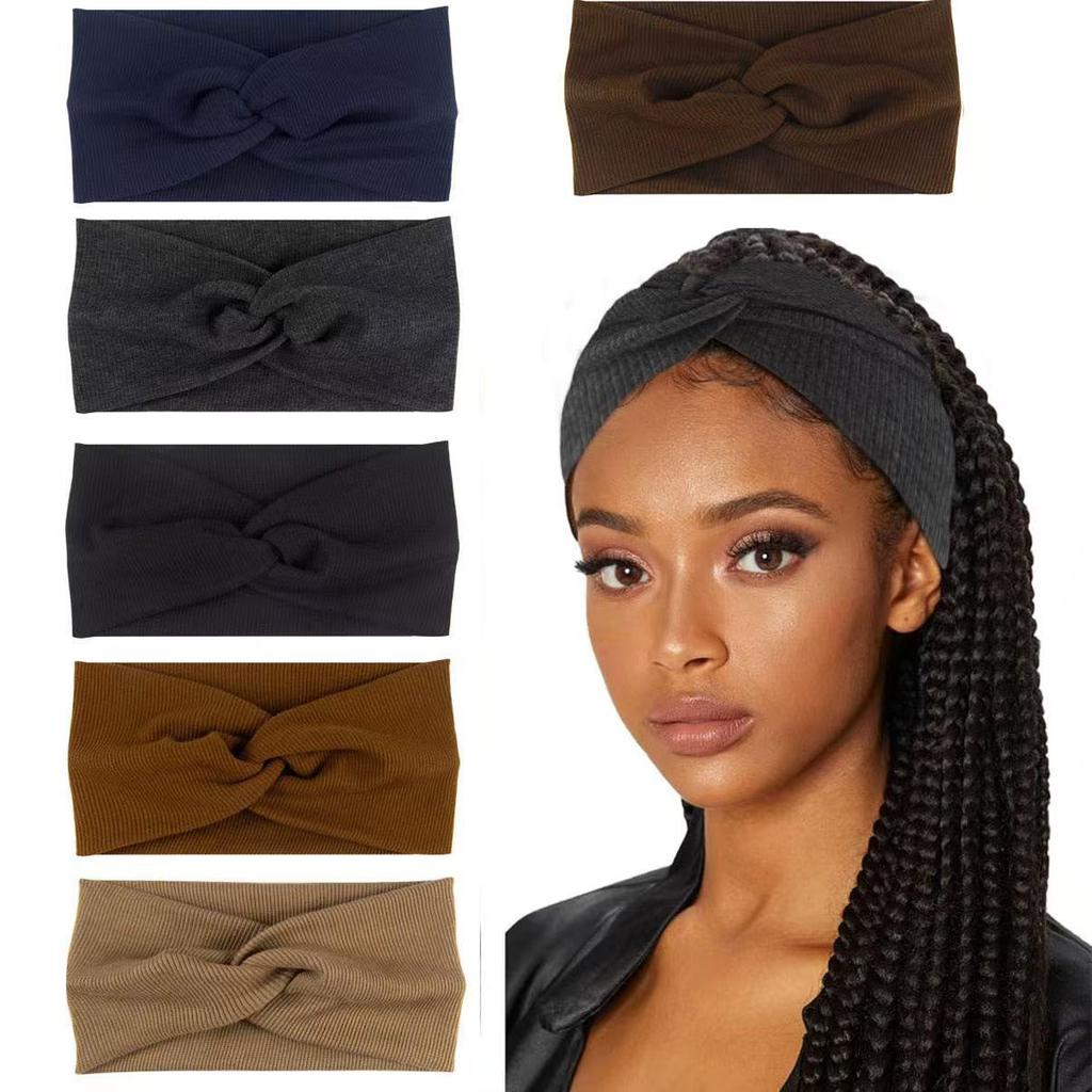 Bohemian Sports Wide Headband Threaded Cotton Cross Yoga Sports Stretch Headband