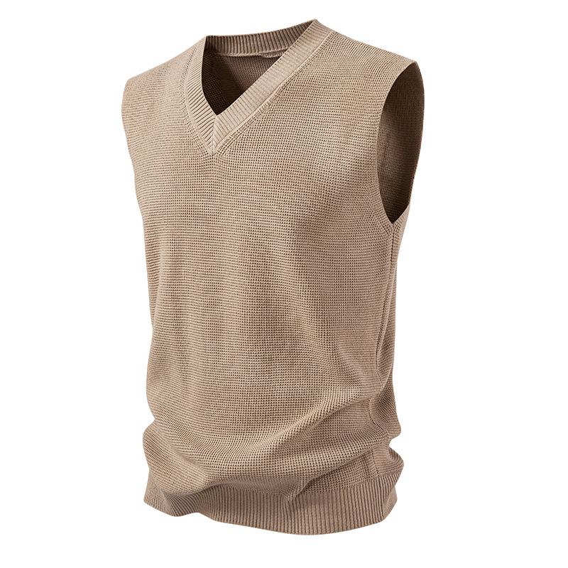Gilet Cardigan Senza Maniche in Maglia Casual da Uomo con Scollo a V