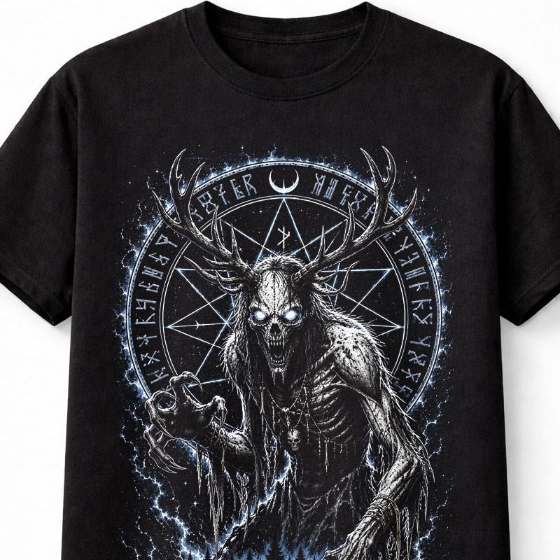 Wendigo Cryptid Horror Monster Occult Gothic Black Unisex TShirt