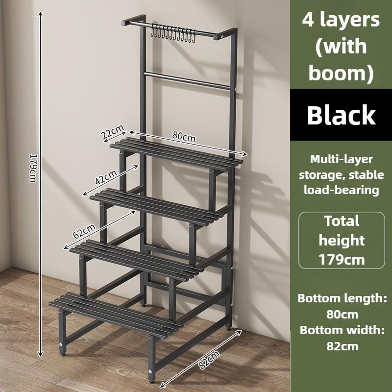 Stainless Steel Metal Flower Step Display Stands Balcony Flower Room Plant Rack Waterproof Multi-Layer Ladder Shelf