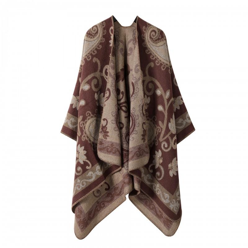 Womens Oversized Knit Shawl Wrap Scarf Ethnic Warm Fleece-Like Cape Travel Winter