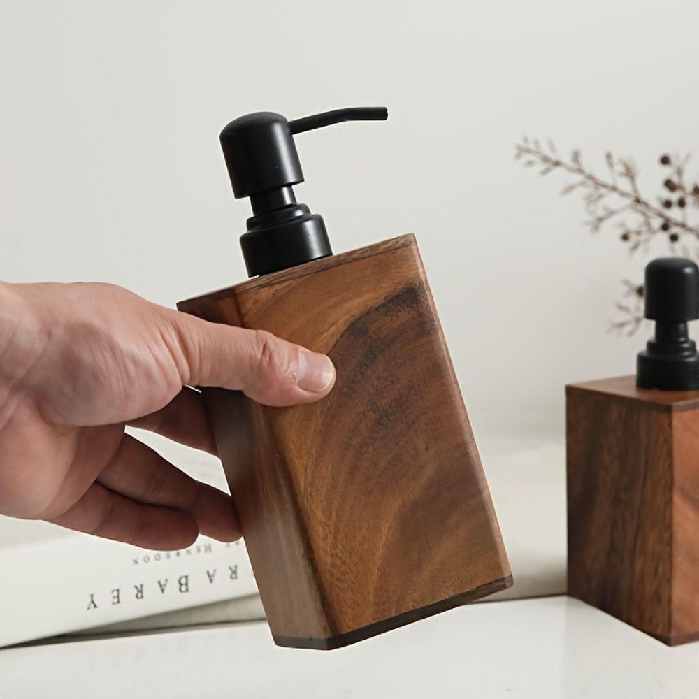 Press Type Shampoo Container Wood Shower Gel Bottle Hand Sanitizer Bottle Home