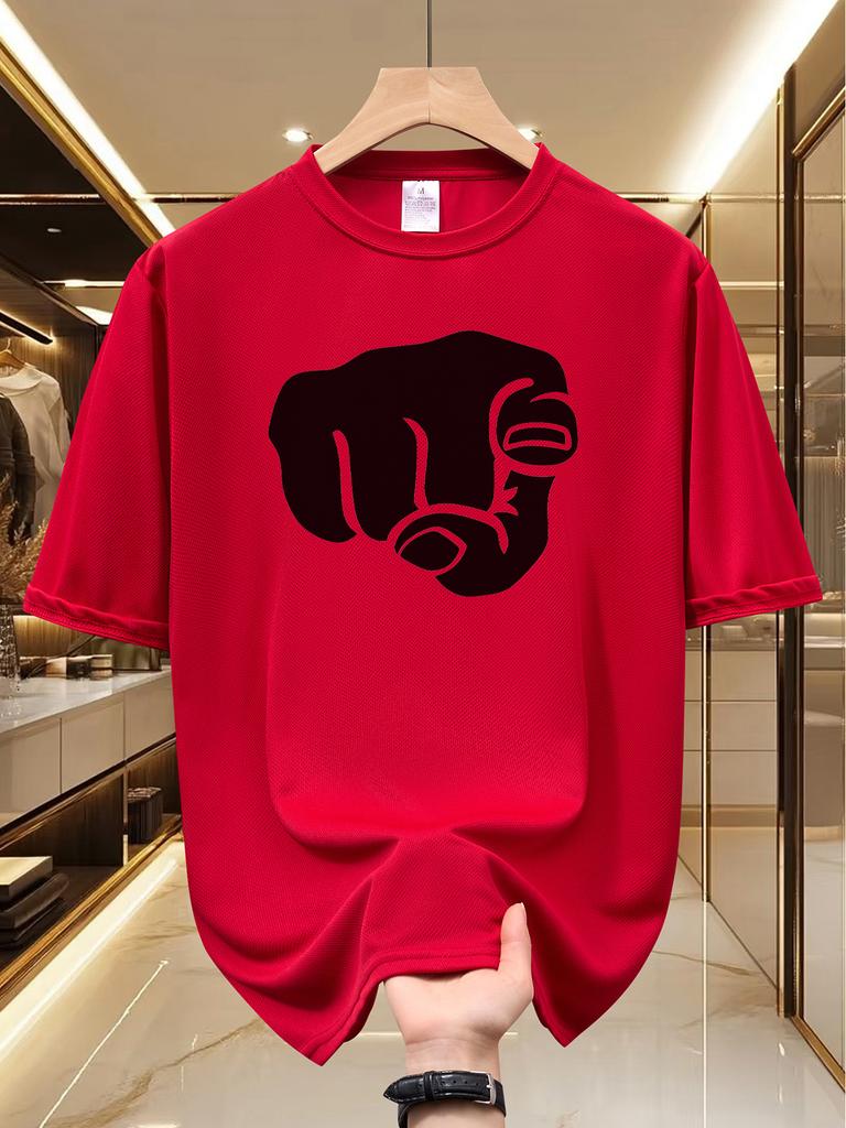 Unisexs Strong Fist Silhouette Print T Shirt Summer Quick Dry Breathable Short Sleeve Tee Power Hand Graphic Streetwear Tops