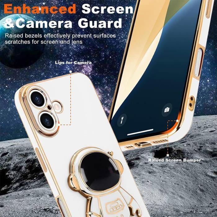 Coque de Protection - BOOLING - pour iPhone 16 - Antichoc TPU Souple - Support Astronaute - Blanc