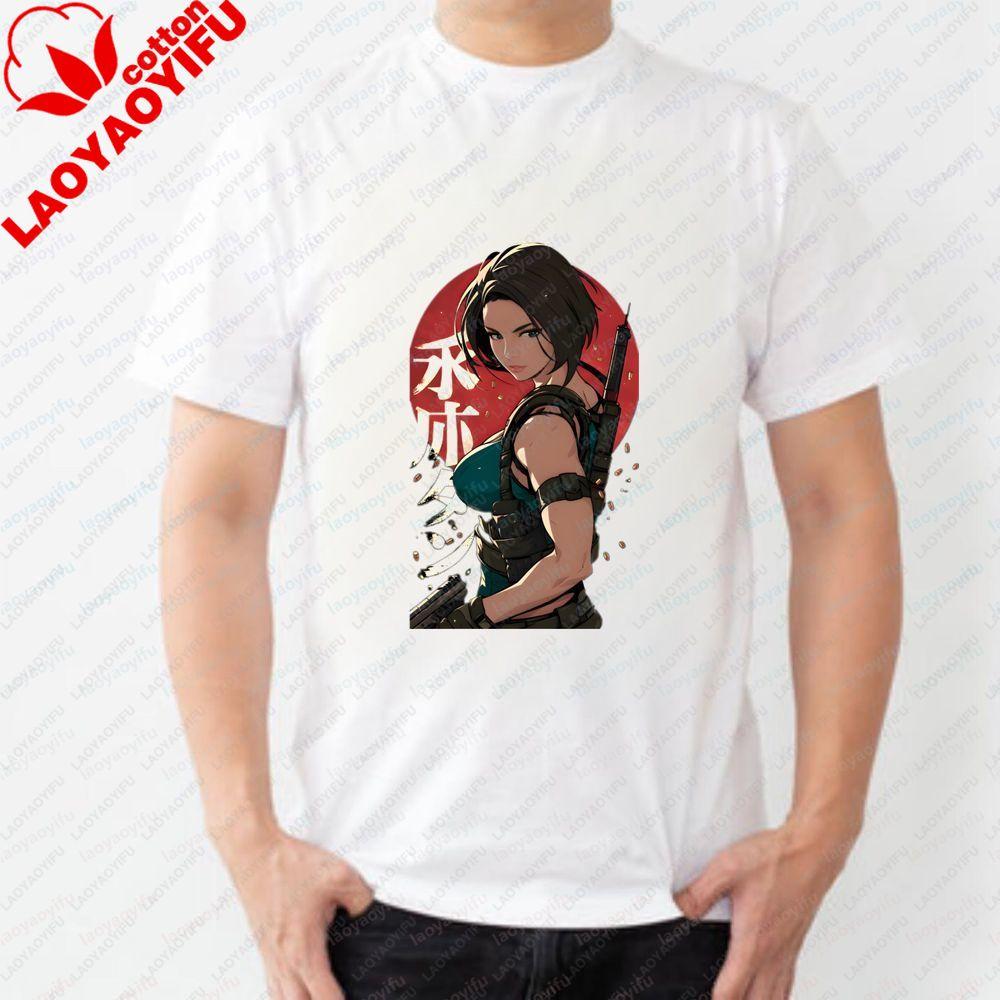 Game Character Figure Jill Valentine. Trendy Short-sleeved Shirt Suitable for Both Unisex and WoUnisex. Patterned Pure Cotton T-shirt.