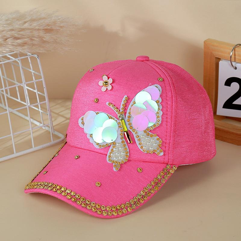 Women S Glitter Sequin Butterfly Baseball Cap, Adjustable Breathable Sparkling Sun Visor Hat For Outdoor Adjustable
