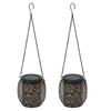 2pcs Outdoor Hanging Solar Lanterns IP65 Waterproof Solar Wrought Iron Lamp Decorative Garden
