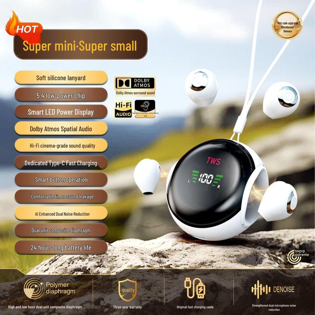 Mini Ultra-Small Noise Cancelling Bluetooth Earphones with Long Battery Life